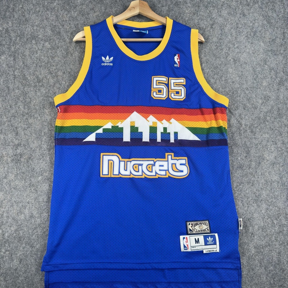 Denver Nuggets Jersey Mens Medium Blue NBA Basketball Dikembe Mutombo 55 Adidas